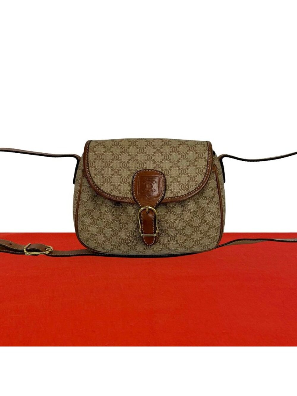 Celine Vintage Macadam Blason Pattern Triomphe Leather Mini Shoulder Bag